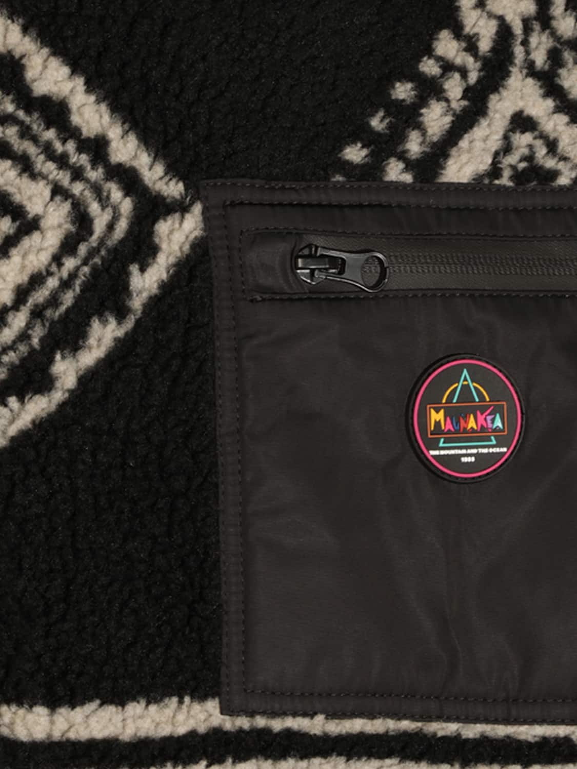 MAUNA KEA JACKET: Mauna Kea Jacquard Fleece Hooded Zip-Up Jacket, Black - Img 4