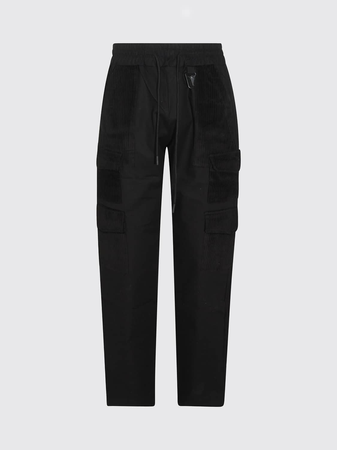 MAUNA KEA PANTS: Mauna Kea Cotton Cargo Trousers with Elasticated Drawstring Waist, Black - Img 2
