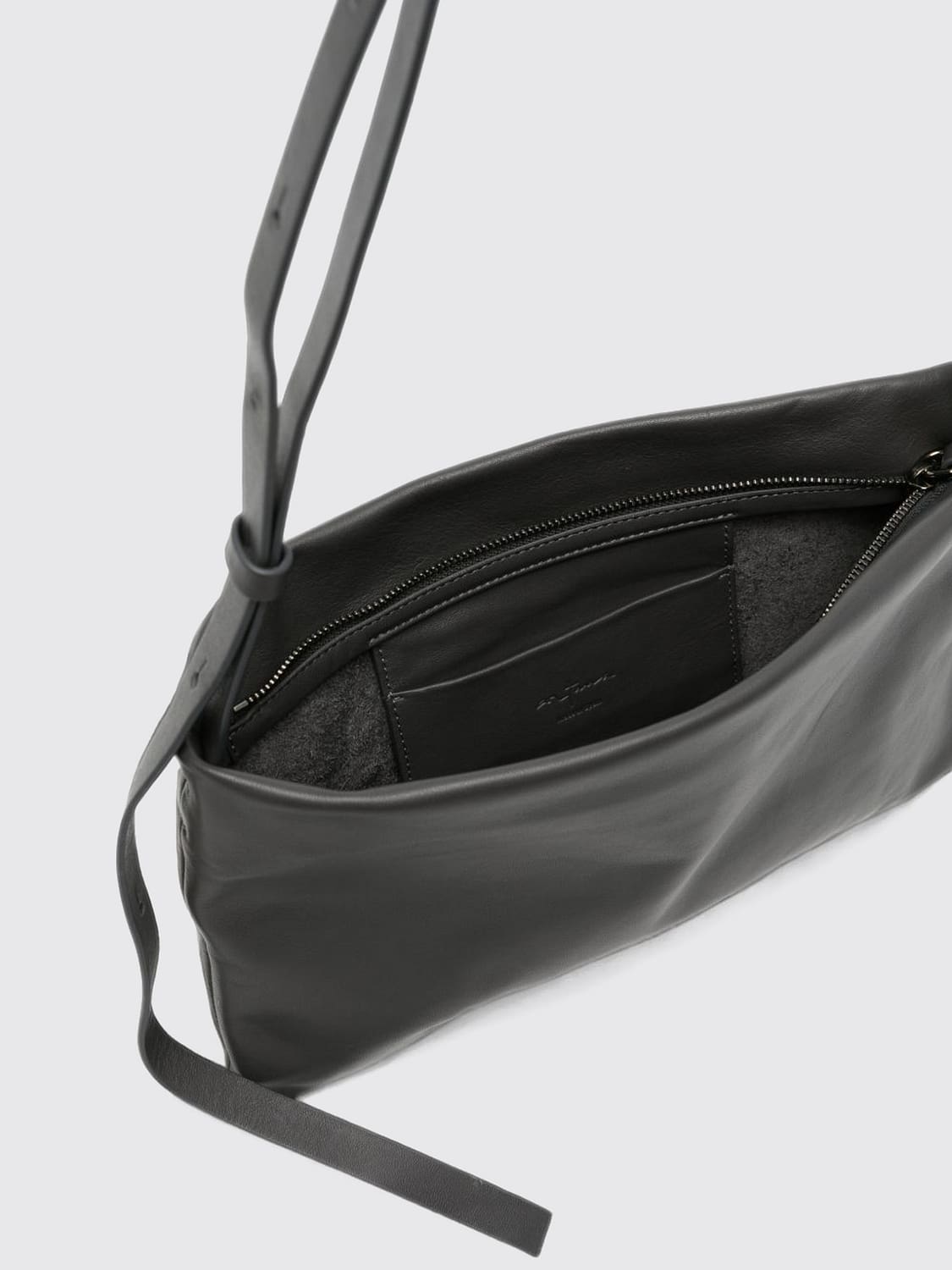 CORTANA SHOULDER BAG: Cortana Crossbody Bag in Smooth Calfskin Leather with Zip and Embossed Logo, Grey - Img 5