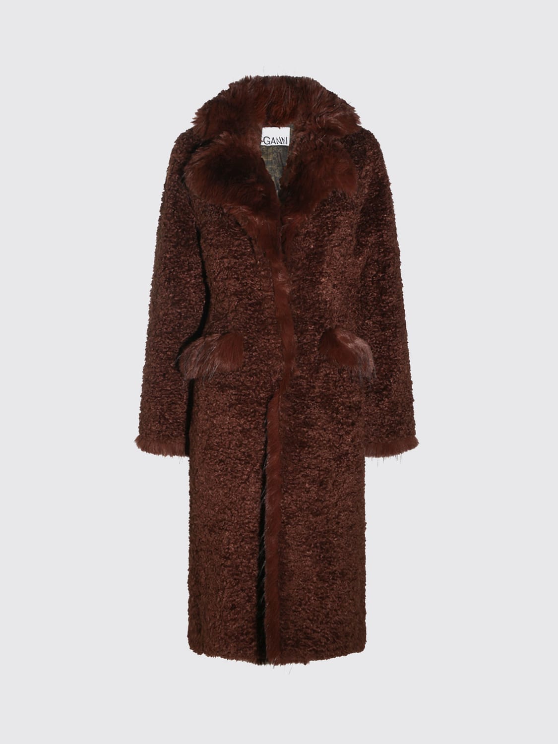GANNI COAT: Coat woman Ganni, Brown - Img 2