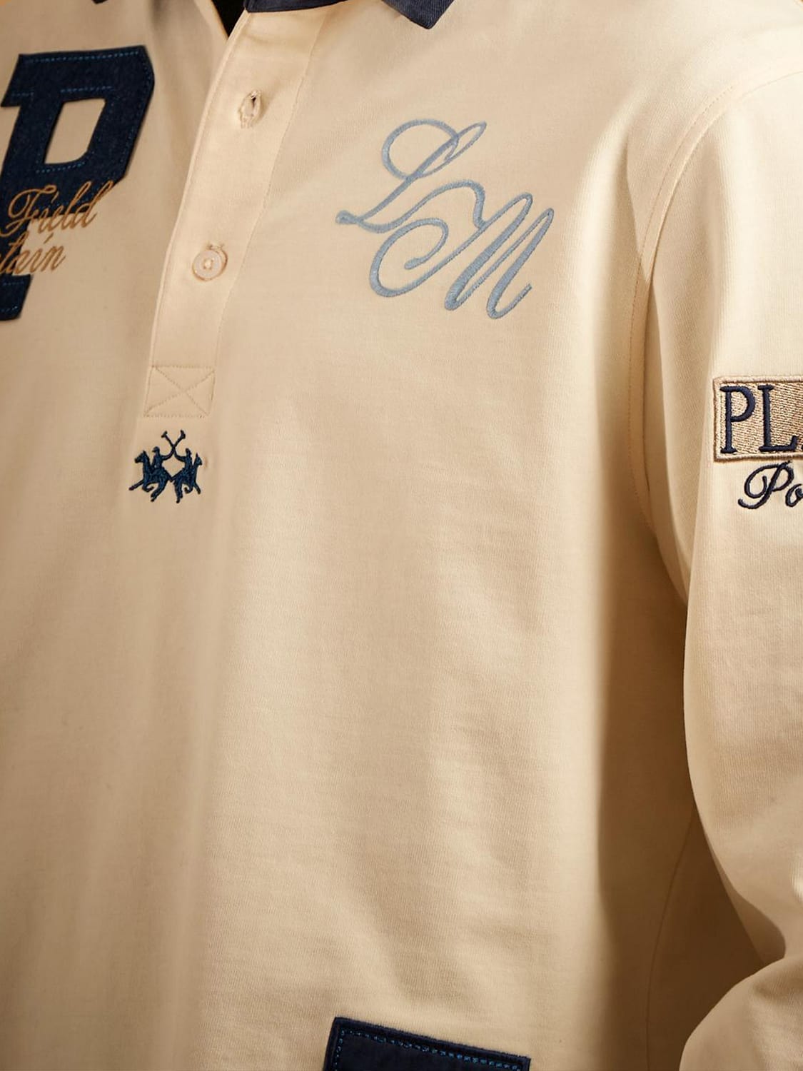 LA MARTINA POLO SHIRT: La Martina Edgar Long-Sleeve Cotton Polo with Embroidered Logo, Beige - Img 3
