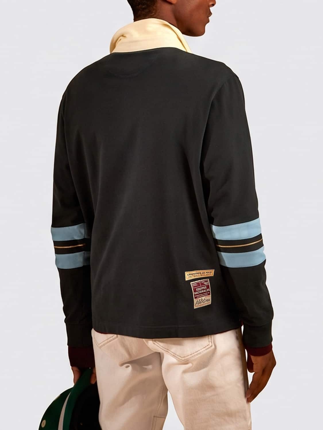 LA MARTINA POLO SHIRT: La Martina Argentina Striped Long-Sleeve Polo with Prints and Logo, Navy - Img 2