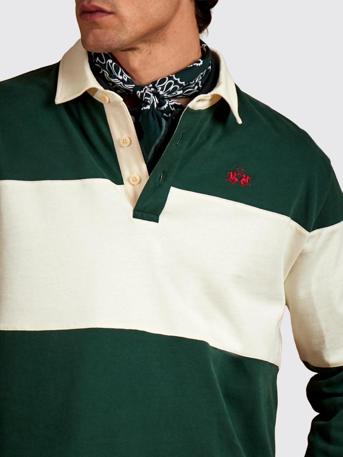LA MARTINA POLO: Langärmeliges Baumwoll-Poloshirt von La Martina mit zweifarbigem abstraktem Print, Beige - Img 3