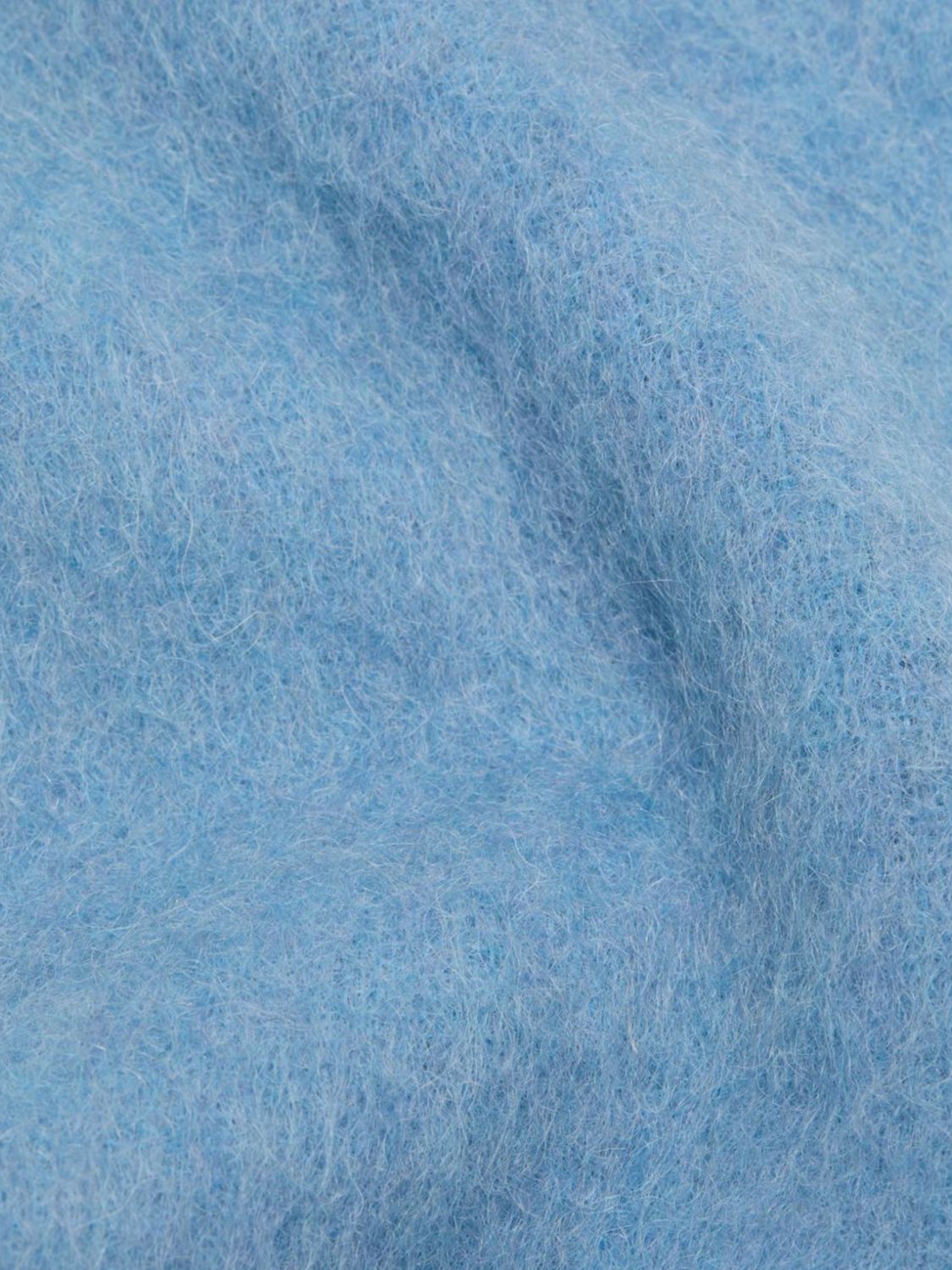 ACNE STUDIOS SCARF: Acne Studios Alpaca and Wool Blend Fringed Scarf with Embroidered Logo, Blue - Img 3