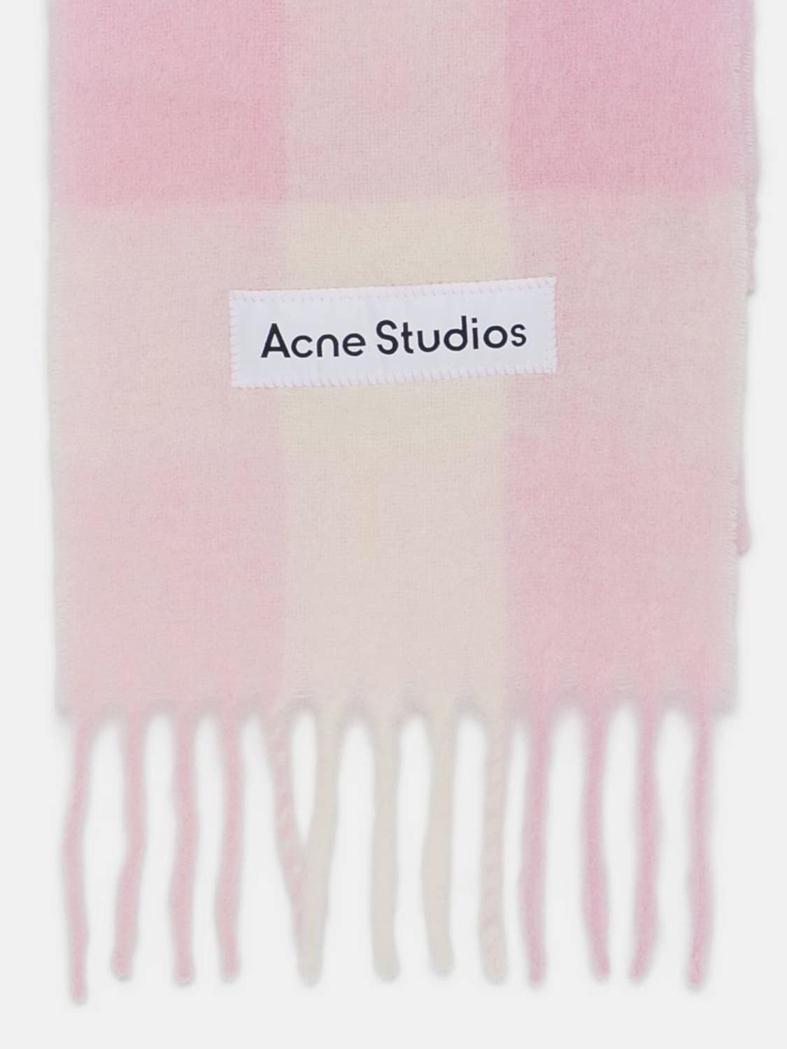 ACNE STUDIOS SCARF: Acne Studios Check Alpaca and Mohair Blend Scarf with Fringed Edges, Pink - Img 2