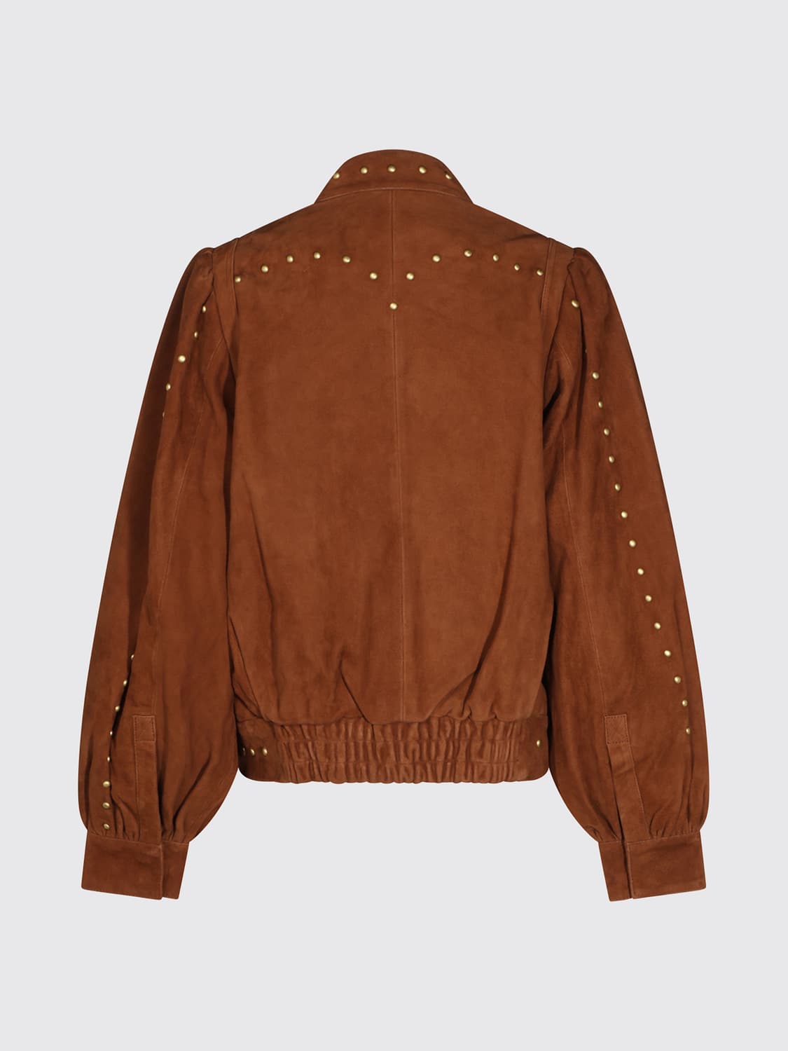 FARM RIO JACKET: Farm Rio Suede Biker Jacket with Studs and Adjustable Belt, Brown - Img 3