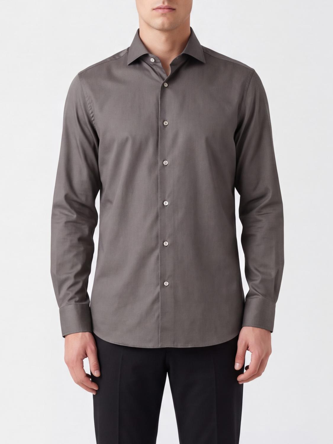 BRUNELLO CUCINELLI CAMICIA: Camicia uomo Brunello Cucinelli, Fango - Img 1
