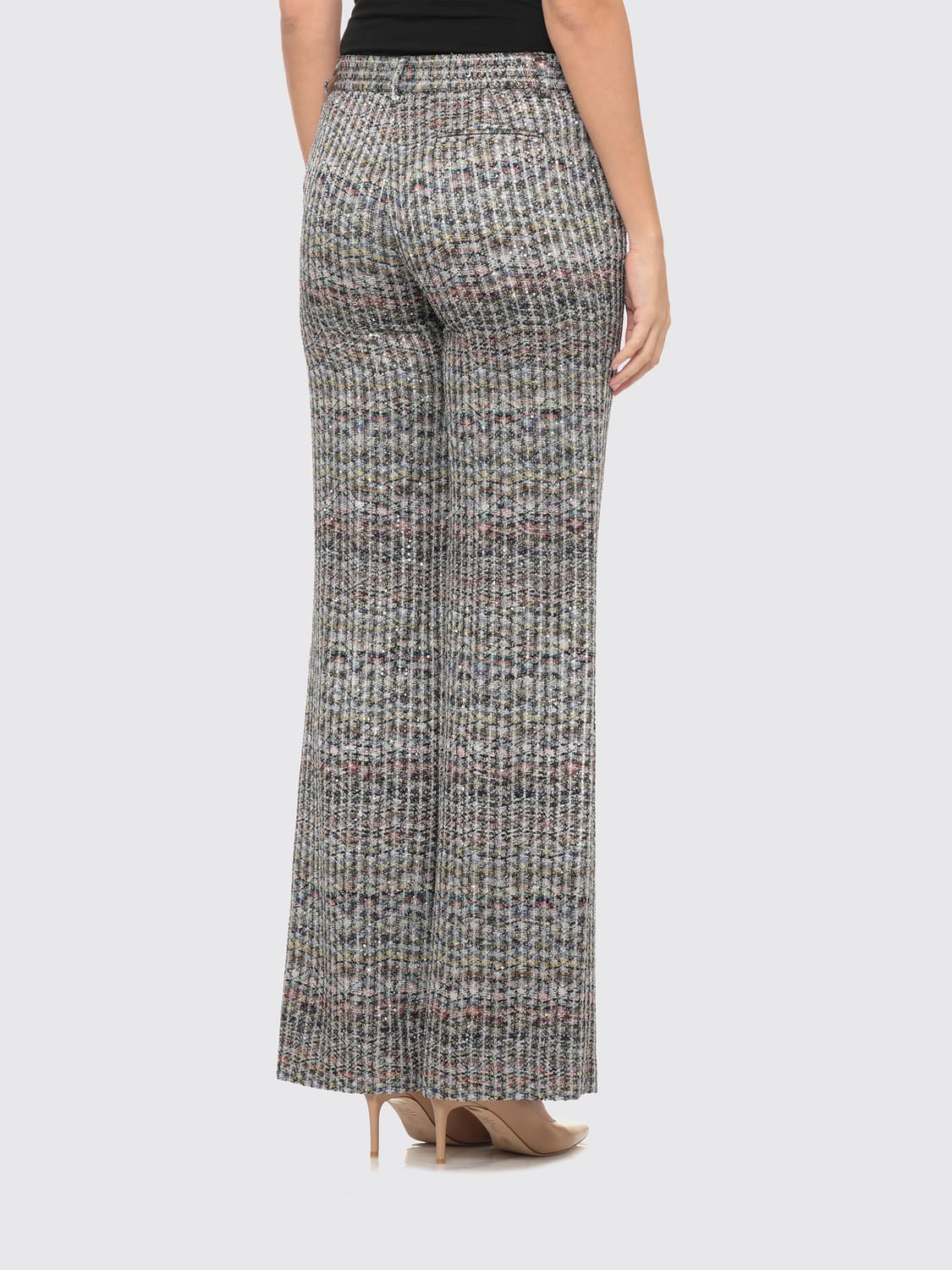 MISSONI HOSE: Weit geschnittene Hose Missoni mit Pailletten und mehrfarbigem Zickzackmuster, Bunt - Img 2