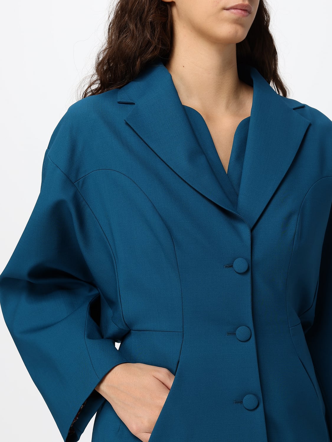 ANTONIO MARRAS JACKE: Einreihiger Blazer Antonio Marras aus Schurwolle mit steigendem Revers, Petroleum Blue - Img 5