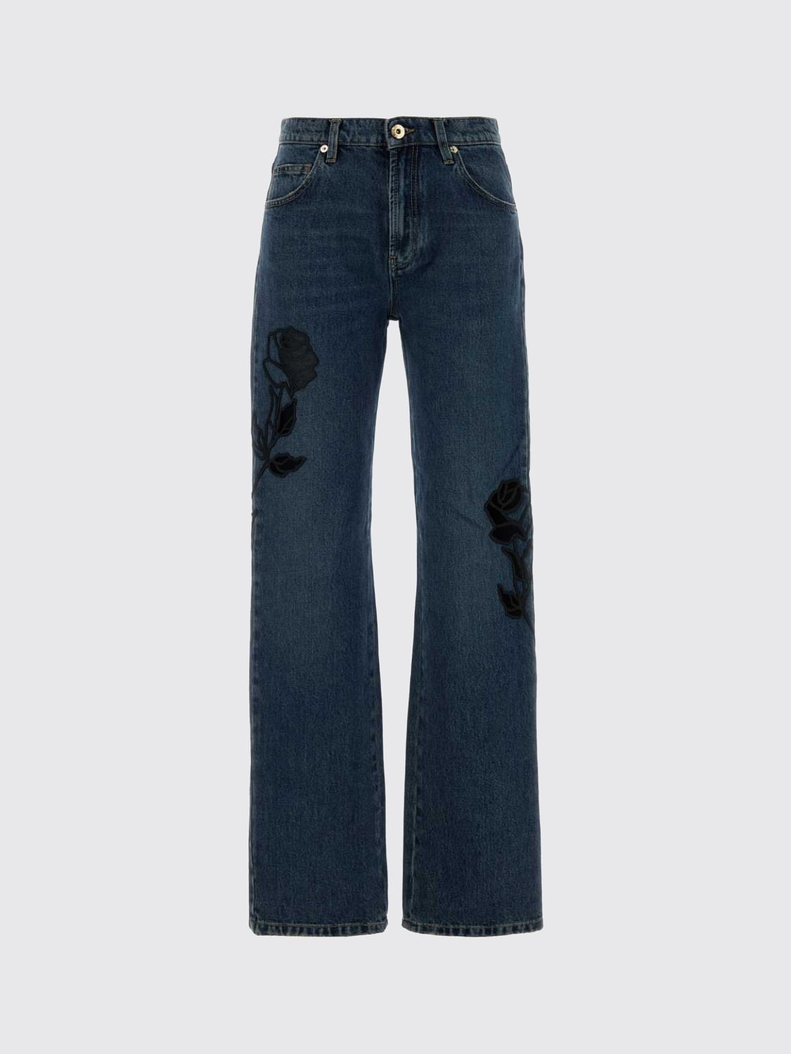 BLUMARINE JEANS: Wide-Leg-Jeans von Blumarine aus Baumwolldenim mit Blumenprint, Blau - Img 2