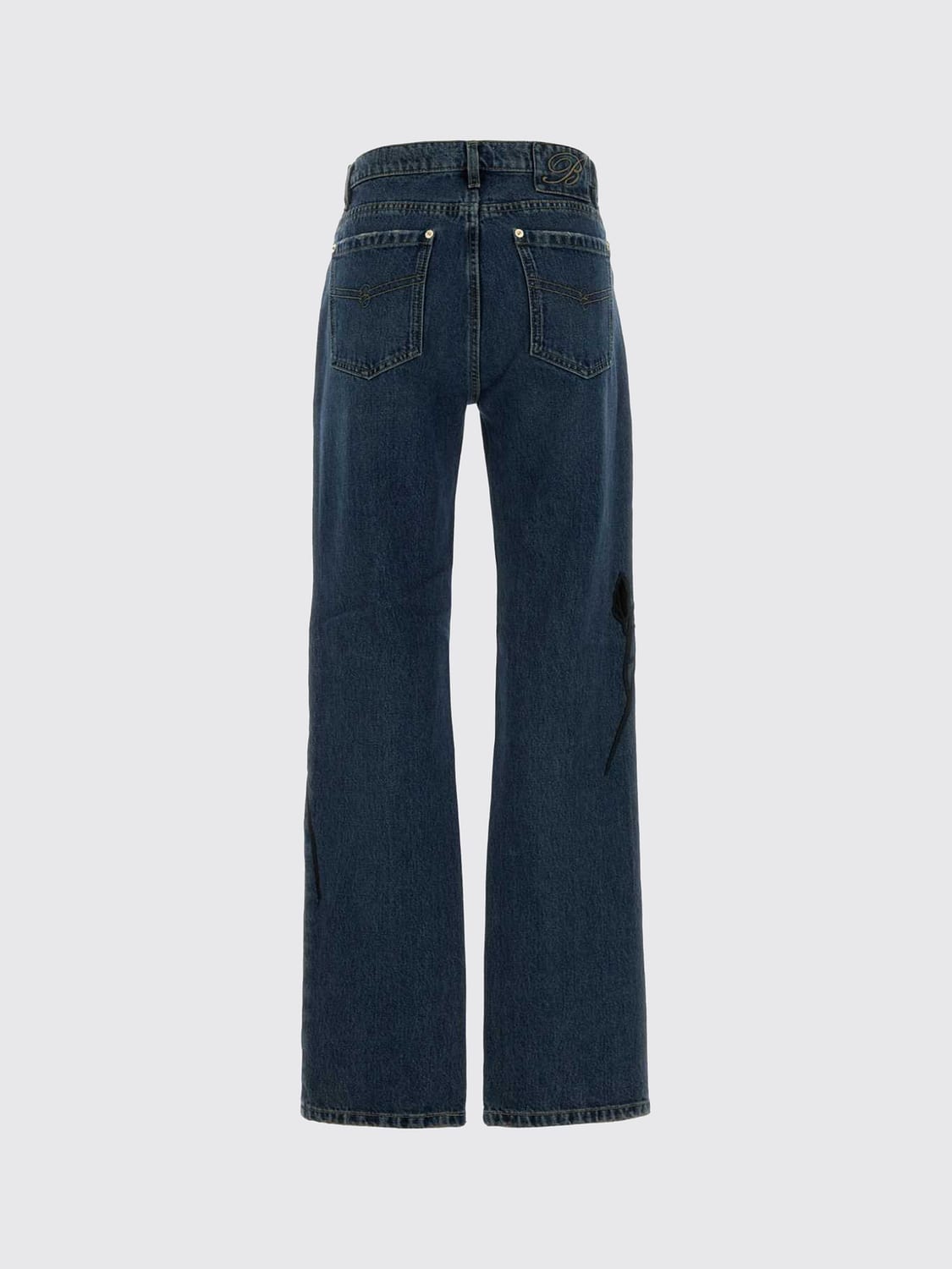BLUMARINE JEANS: Wide-Leg-Jeans von Blumarine aus Baumwolldenim mit Blumenprint, Blau - Img 3