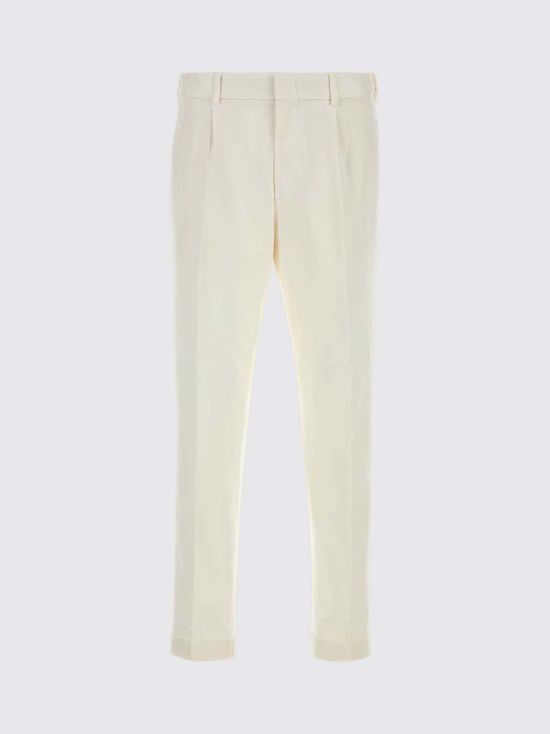 CELLAR DOOR PANTS: Cellar Door Pleated Stretch-Cotton Tailored Trousers, Butter - Img 2