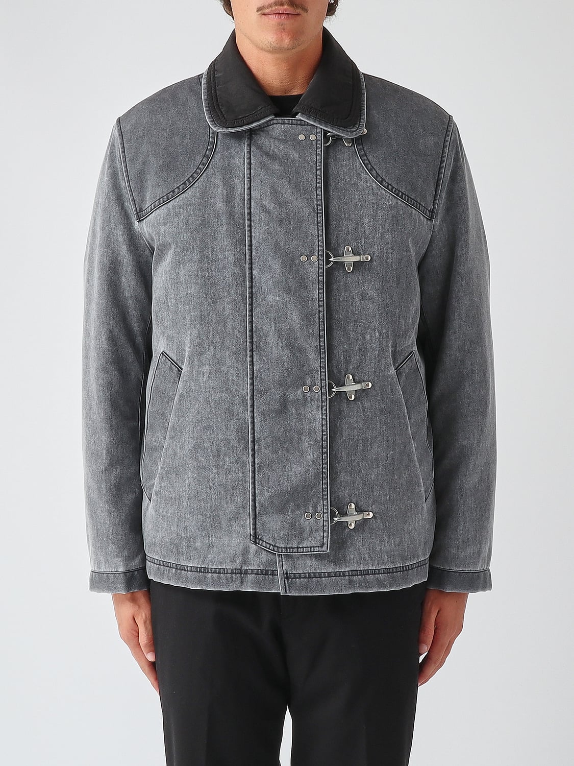 FAY JACKET: Fay Polyamide Shirt Jacket with Iconic Hook Closure, Blue - Img 1