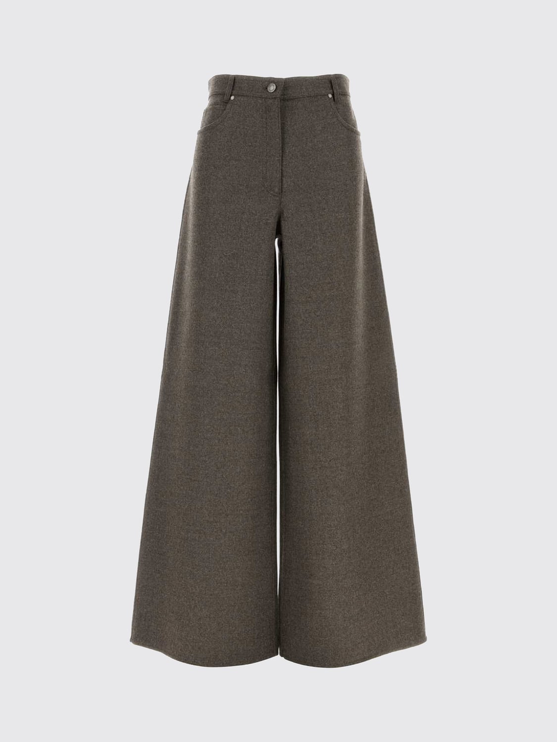 MAX MARA HOSE: Ausgestellte Hose von Max Mara aus reinem Schurwollstrick mit hoher Taille, Braun - Img 2