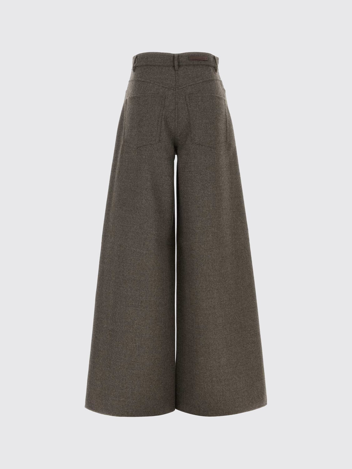 MAX MARA HOSE: Ausgestellte Hose von Max Mara aus reinem Schurwollstrick mit hoher Taille, Braun - Img 3