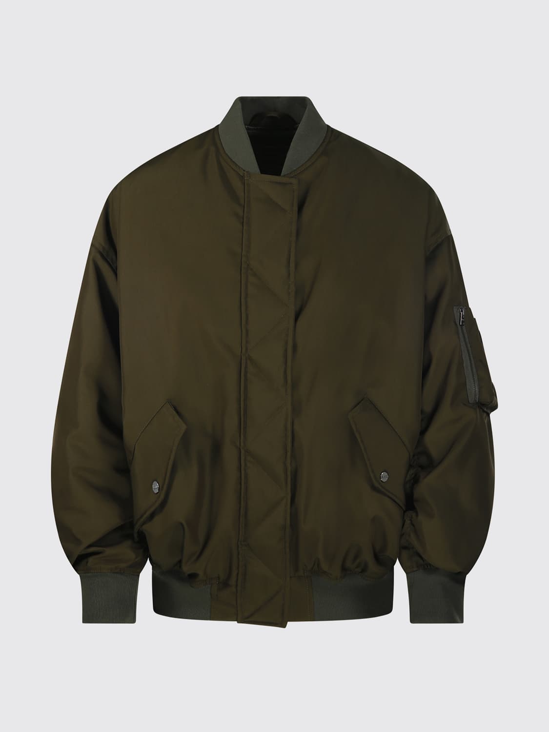 HERNO JACKET: Cropped Polyester Bomber Jacket Herno with Dropped Shoulders and Elasticated Trim, Green - Img 2