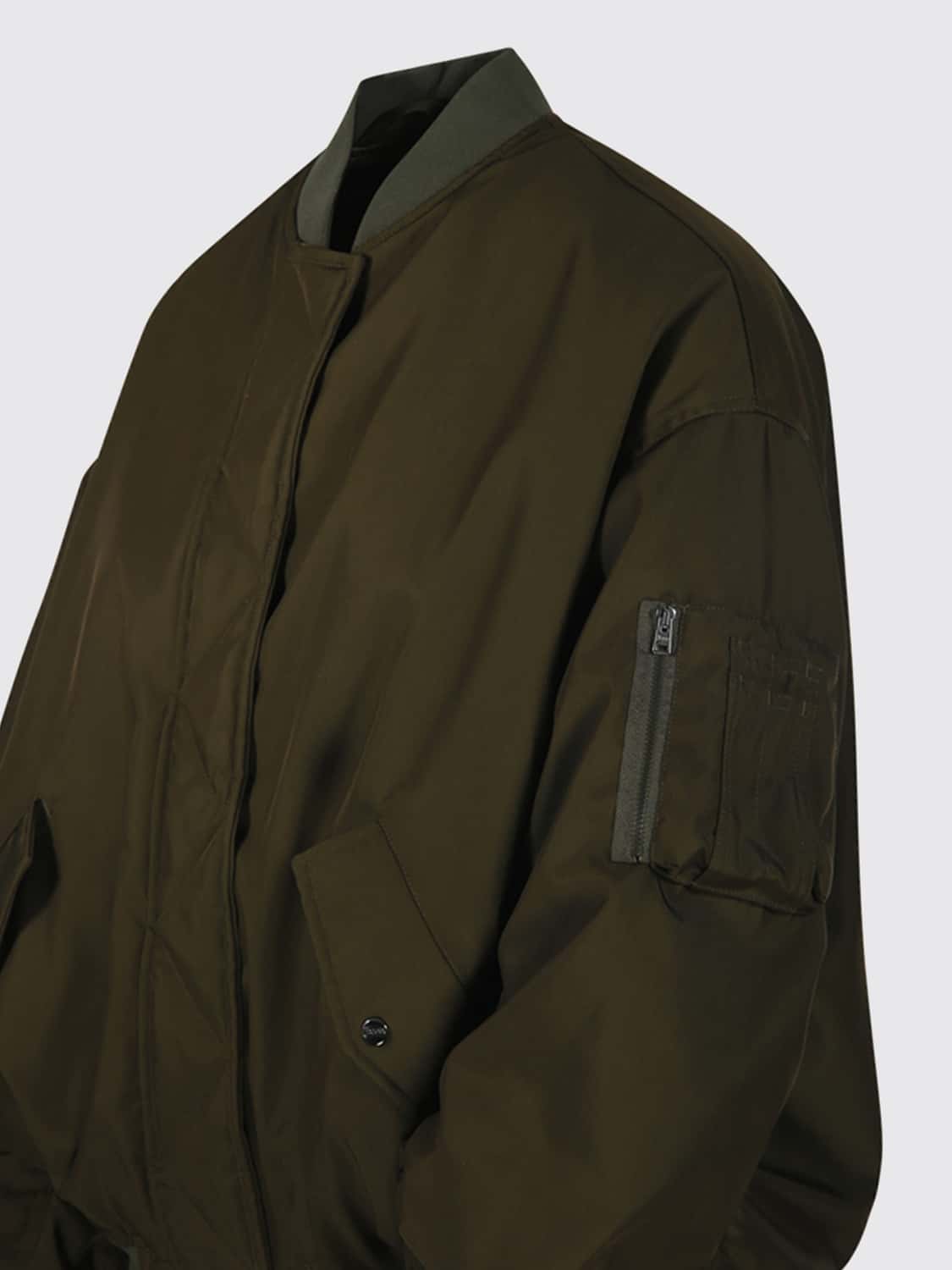 HERNO JACKET: Cropped Polyester Bomber Jacket Herno with Dropped Shoulders and Elasticated Trim, Green - Img 4
