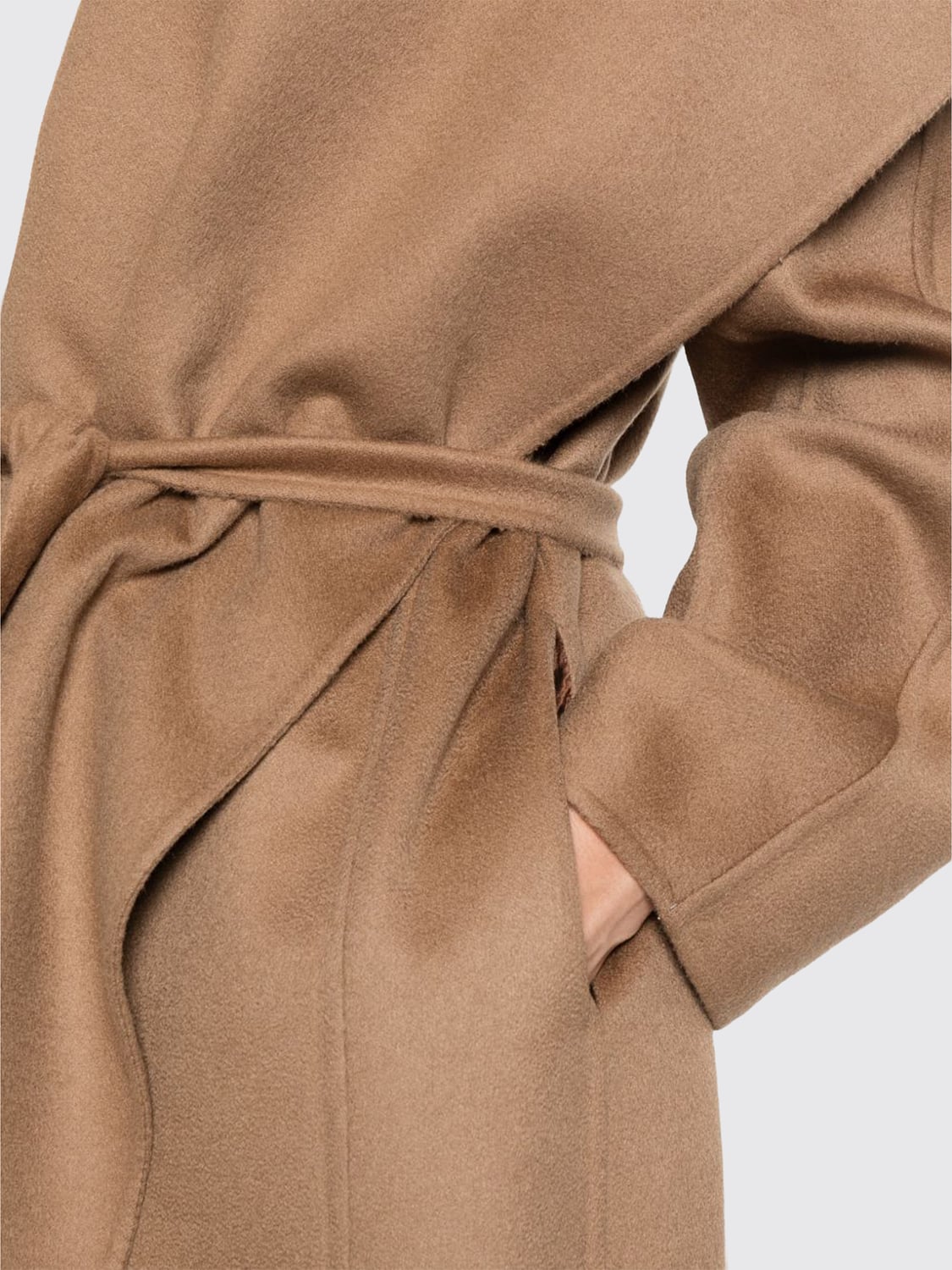 MAX MARA ABRIGO: Abrigo largo oversize Max Mara 100% cachemir con cinturón, Marrón - Img 3