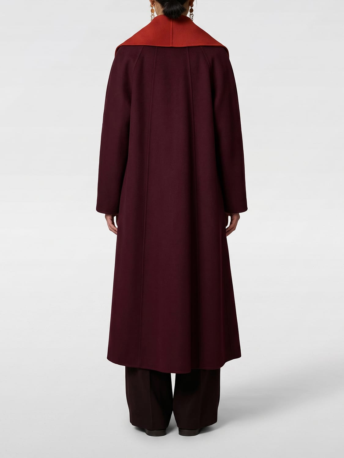 MAX MARA ABRIGO: Abrigo largo oversize Max Mara 100% cachemir con cinturón, Granate - Img 2