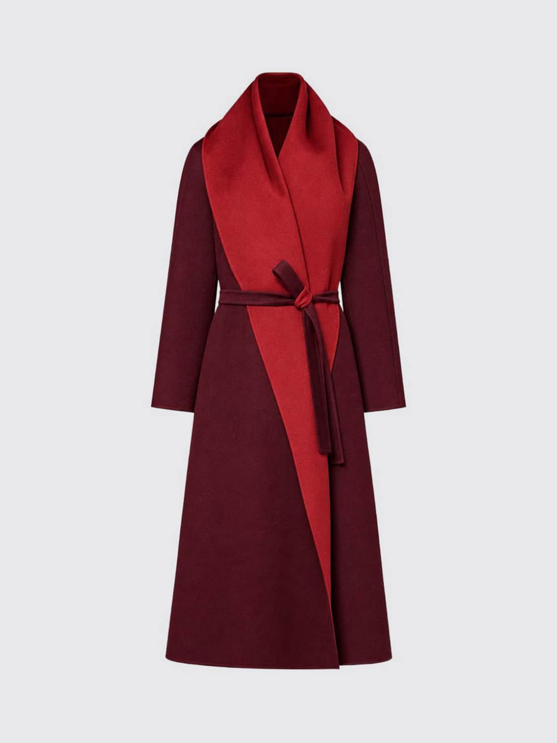 MAX MARA ABRIGO: Abrigo largo oversize Max Mara 100% cachemir con cinturón, Granate - Img 3