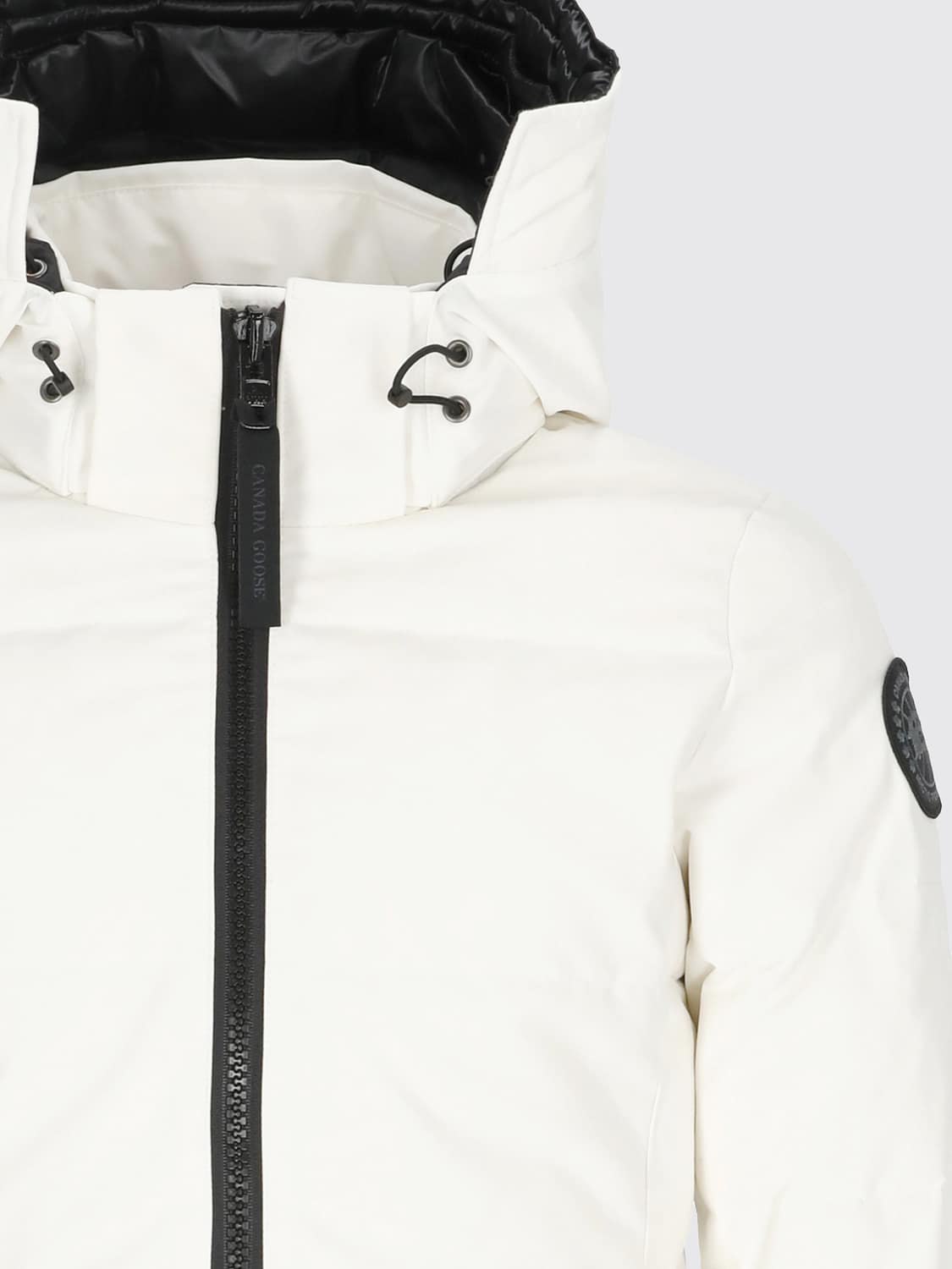 CANADA GOOSE CHAQUETA: Plumífero corto Canada Goose hidrófugo con capucha y cierre de cremallera, Blanco - Img 4