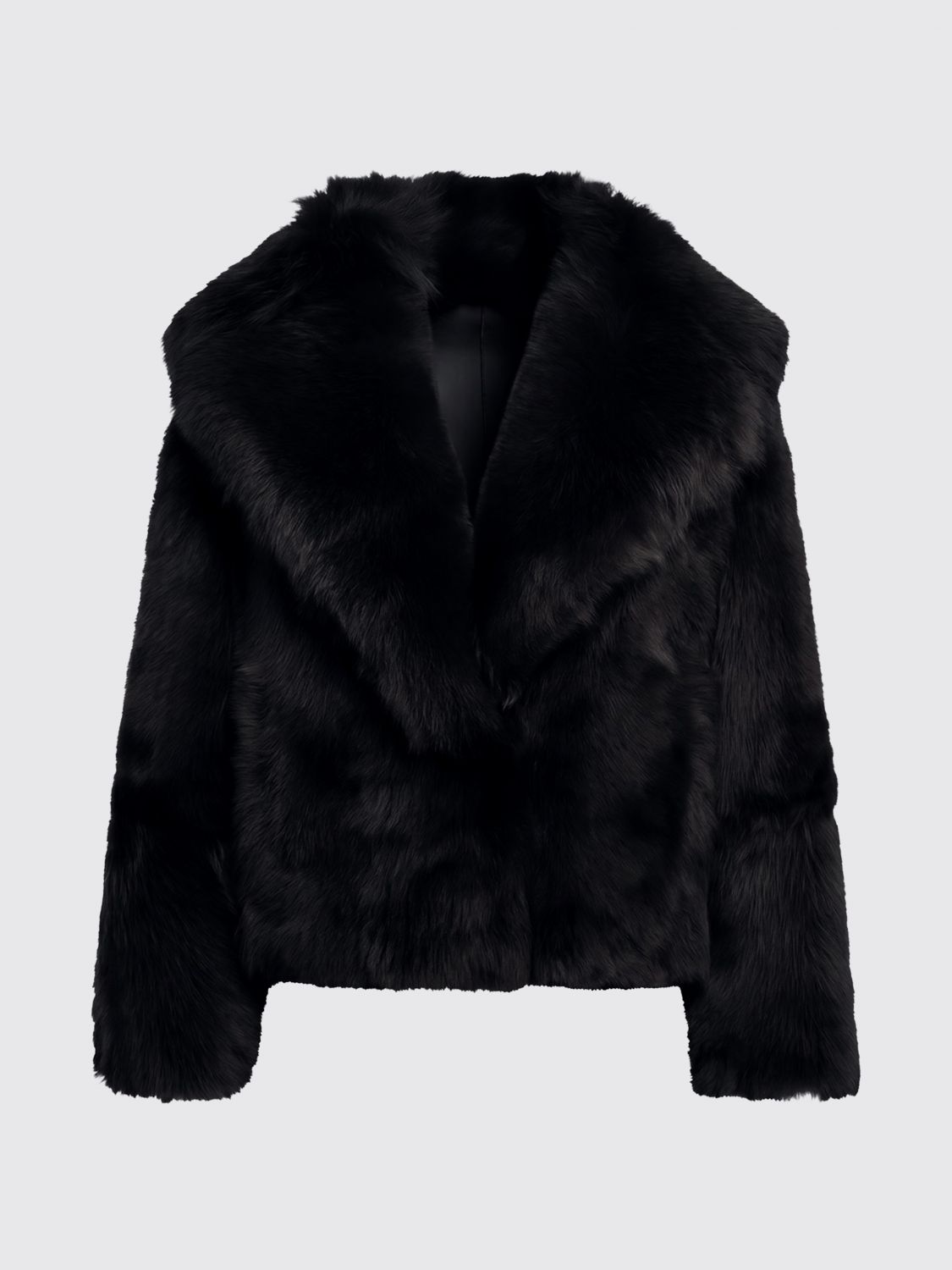 BLANCHA PELZMANTEL: Kurzer Shearling-Mantel Blancha mit Schalkragen und langen Ärmeln, Braun - Img 2