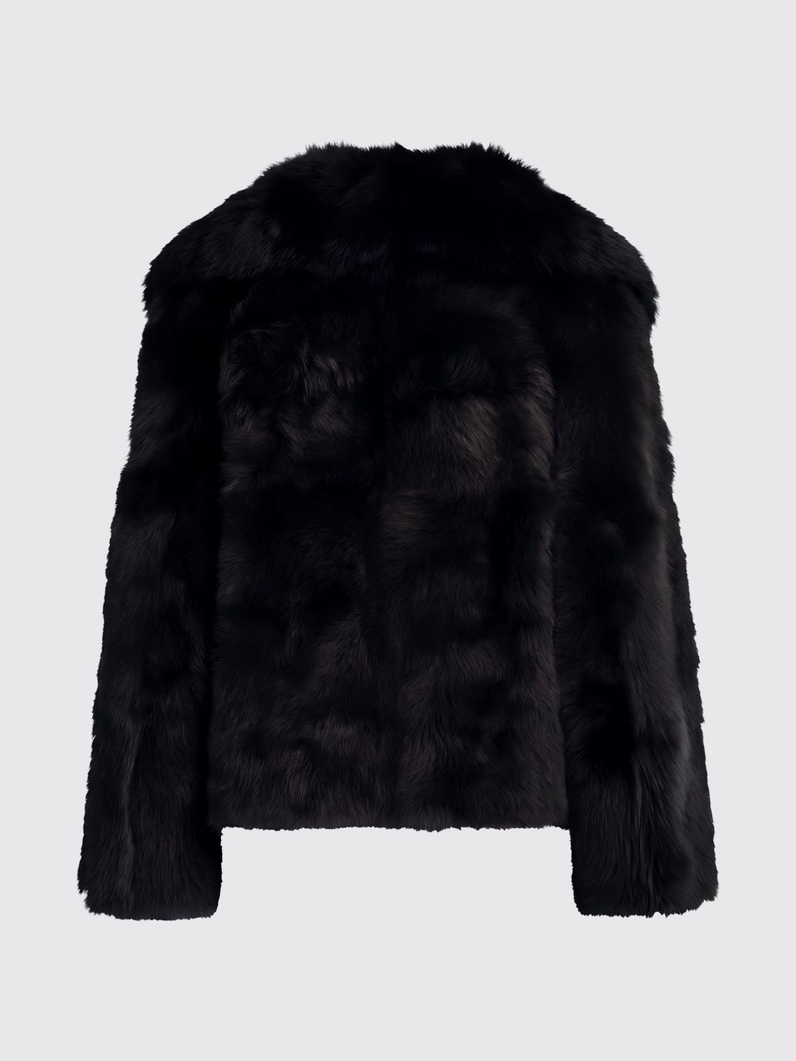 BLANCHA PELZMANTEL: Kurzer Shearling-Mantel Blancha mit Schalkragen und langen Ärmeln, Braun - Img 3