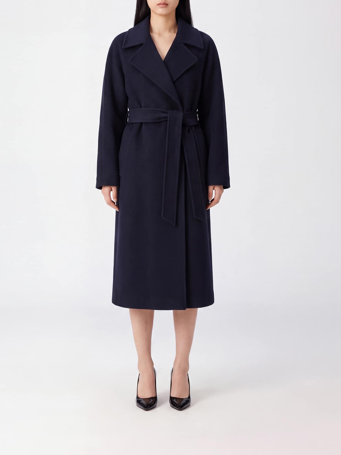 SOEUR CAPPOTTO: Cappotto lungo a vestaglia Soeur in misto lana con cintura, Blue Navy - Img 1