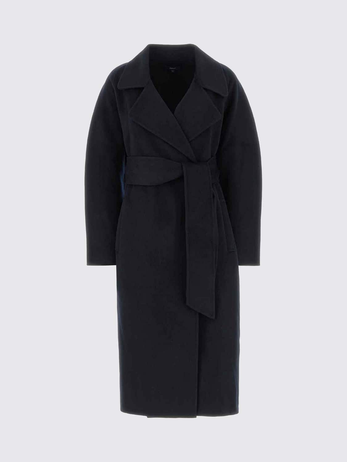 SOEUR CAPPOTTO: Cappotto lungo a vestaglia Soeur in misto lana con cintura, Blue Navy - Img 2