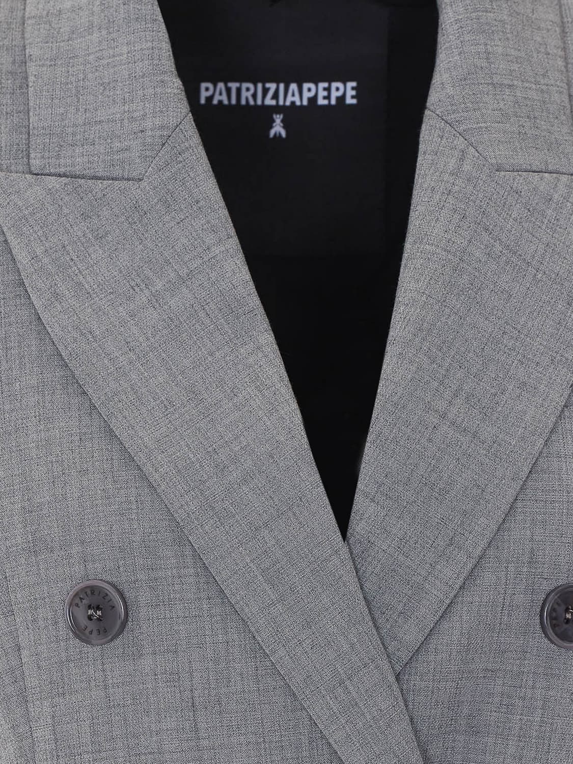 PATRIZIA PEPE GIACCA: Blazer doppiopetto Patrizia Pepe con rever a lancia, Grigio - Img 4