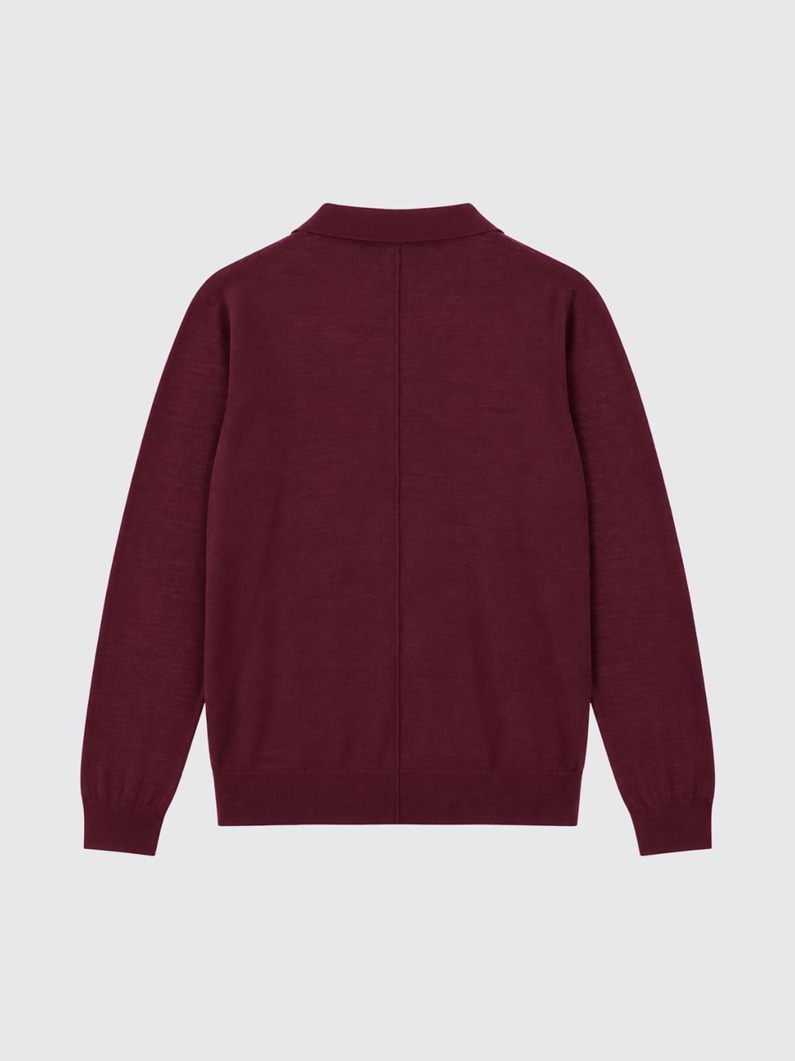 SOLOTRE POLO: Langärmeliges Poloshirt von Solotre aus Wollstrick mit geripptem Kragen, Weinrot - Img 3