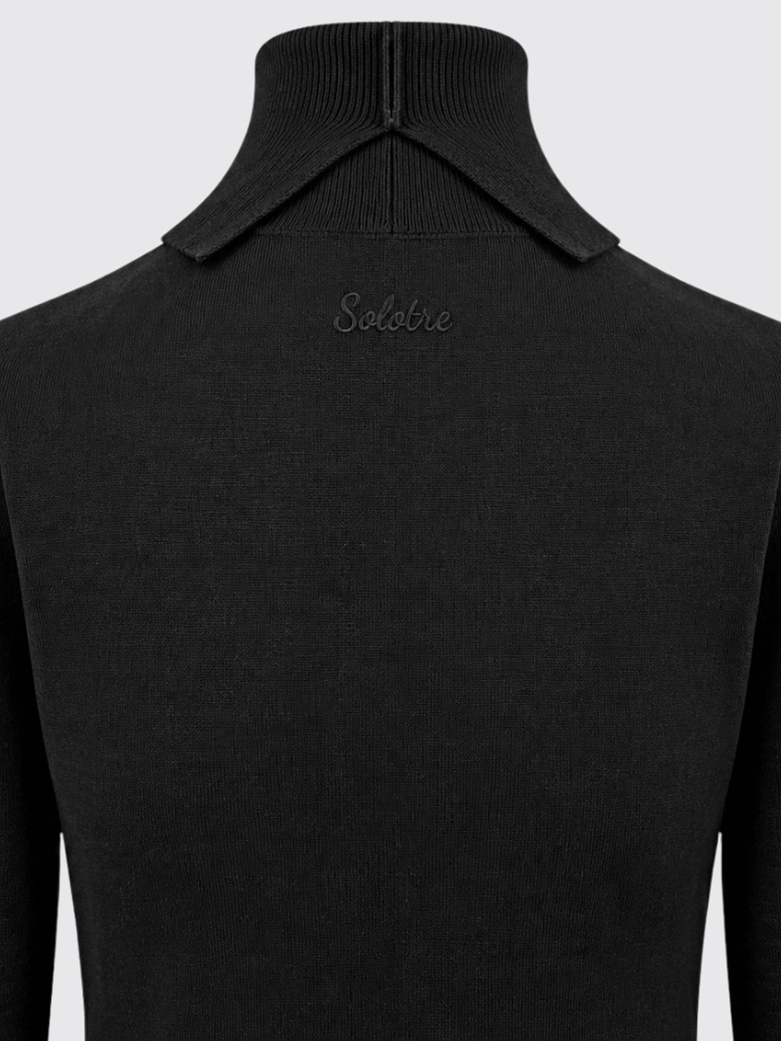 SOLOTRE JERSEY: Jersey de cuello alto Solotre slim fit de lana con ribetes acanalados, Negro - Img 4