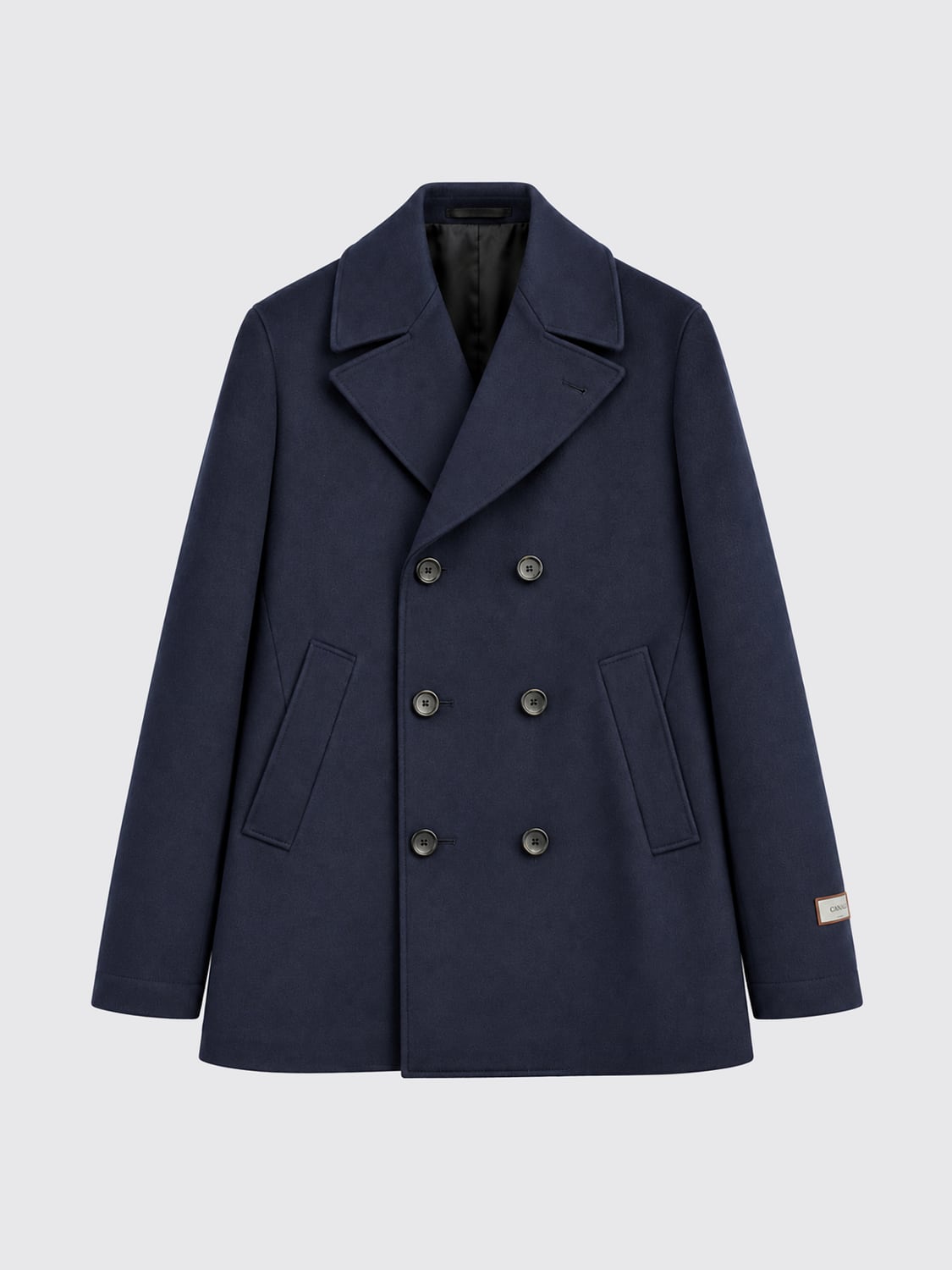 CANALI 코트: Canali 슬릿 포켓 더블 브레스티드 울 블렌드 피코트, 블루 - Img 2