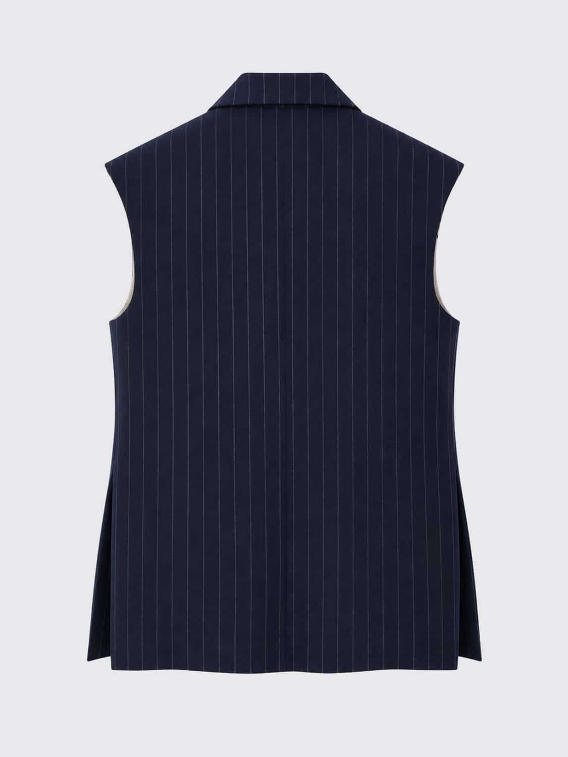 SOLOTRE GILET: Gilet sartoriale gessato Solotre in misto lana con chiusura monopetto, Blue Navy - Img 3
