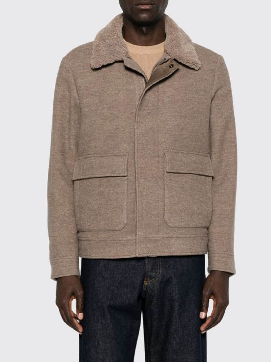 CANALI 재킷: CANALI 울 혼방 싱글 브레스티드 숏 재킷, 클래식 칼라 및 패치 포켓, 베이지 - Img 1