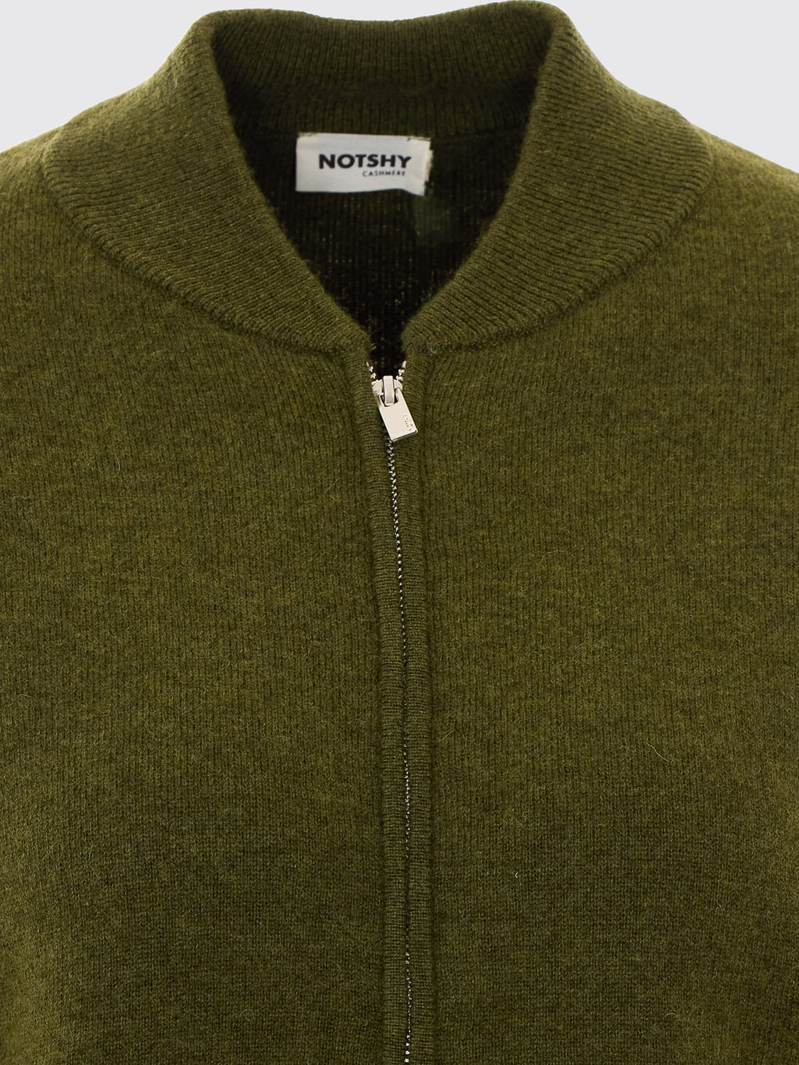 NOT SHY CHAQUETA: Cazadora bomber Not Shy de lana y cachemir con hombros caídos y cremallera, Verde - Img 4