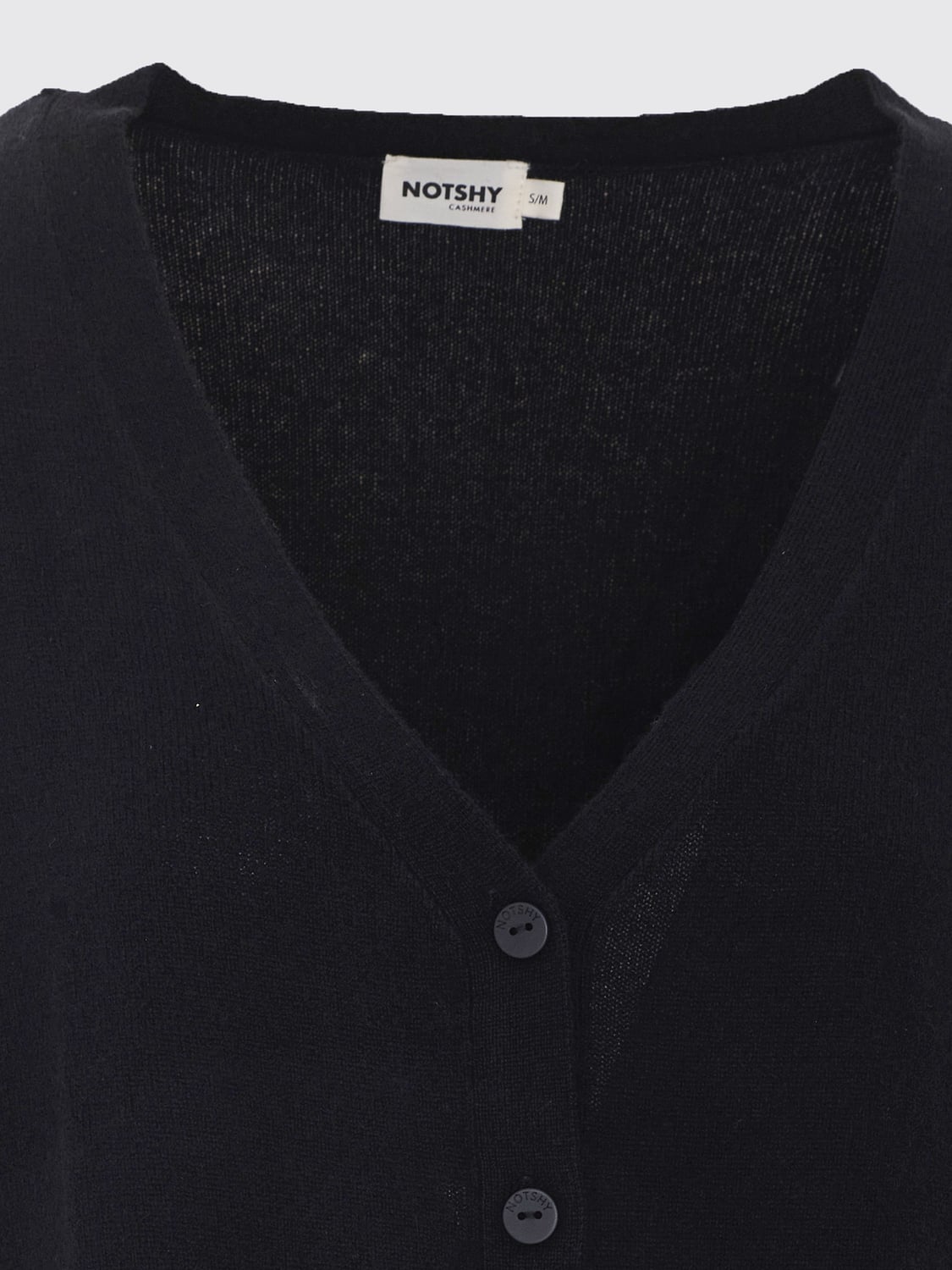NOT SHY PULLOVER: Cardigan Not Shy aus reinem Kaschmir mit V-Ausschnitt und überschnittenen Schultern, Schwarz - Img 4