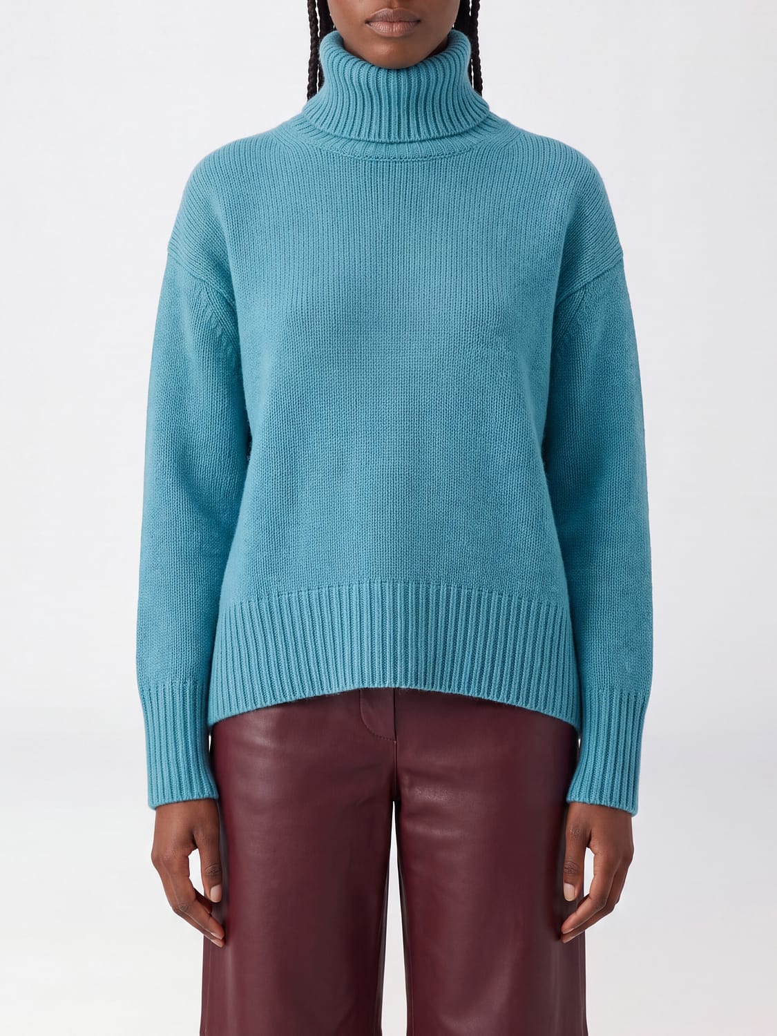 NOT SHY PULLOVER: Rollkragenpullover Not Shy aus reinem Kaschmir mit langen Ärmeln und Rippbündchen, Blau - Img 1