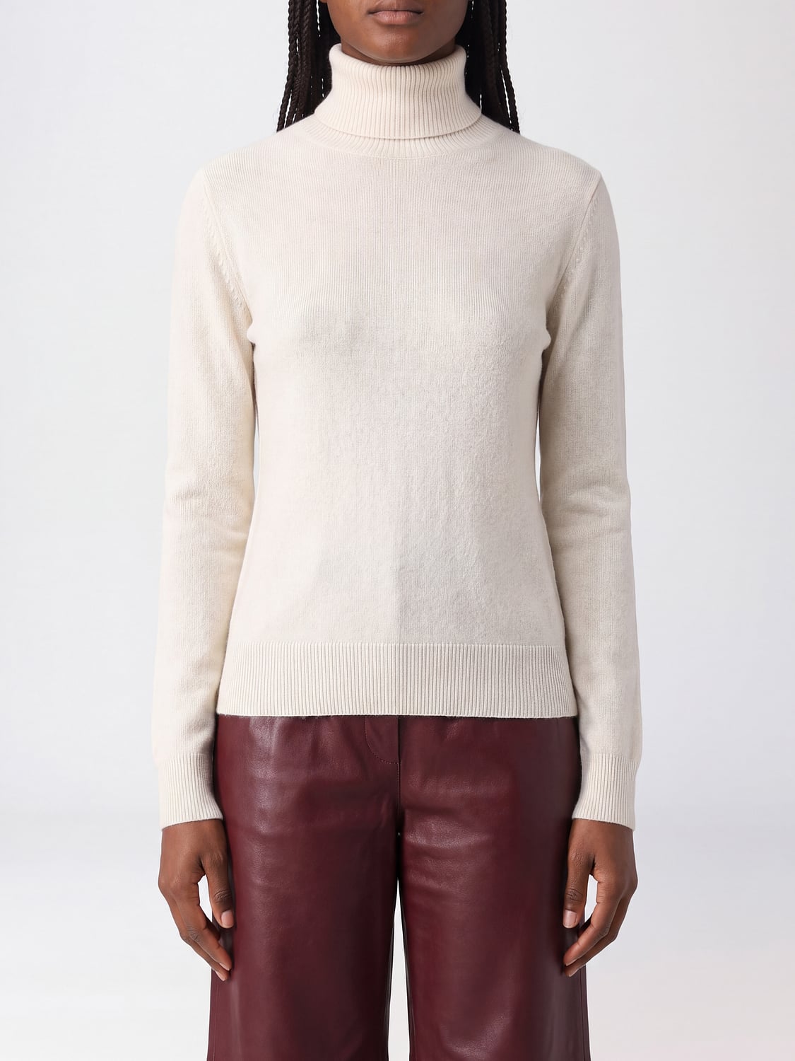 NOT SHY PULLOVER: Rollkragenpullover Not Shy aus reinem Kaschmir mit langen Ärmeln und Rippbündchen, Weiß - Img 1