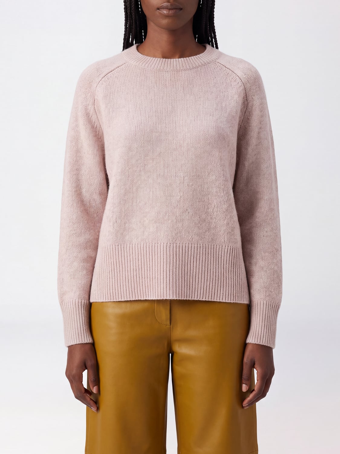 NOT SHY PULL: Pull à col rond Not Shy en pur cachemire à manches longues et bords côtelés, Beige - Img 1