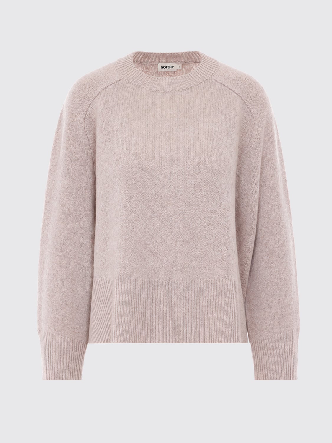 NOT SHY PULL: Pull à col rond Not Shy en pur cachemire à manches longues et bords côtelés, Beige - Img 2