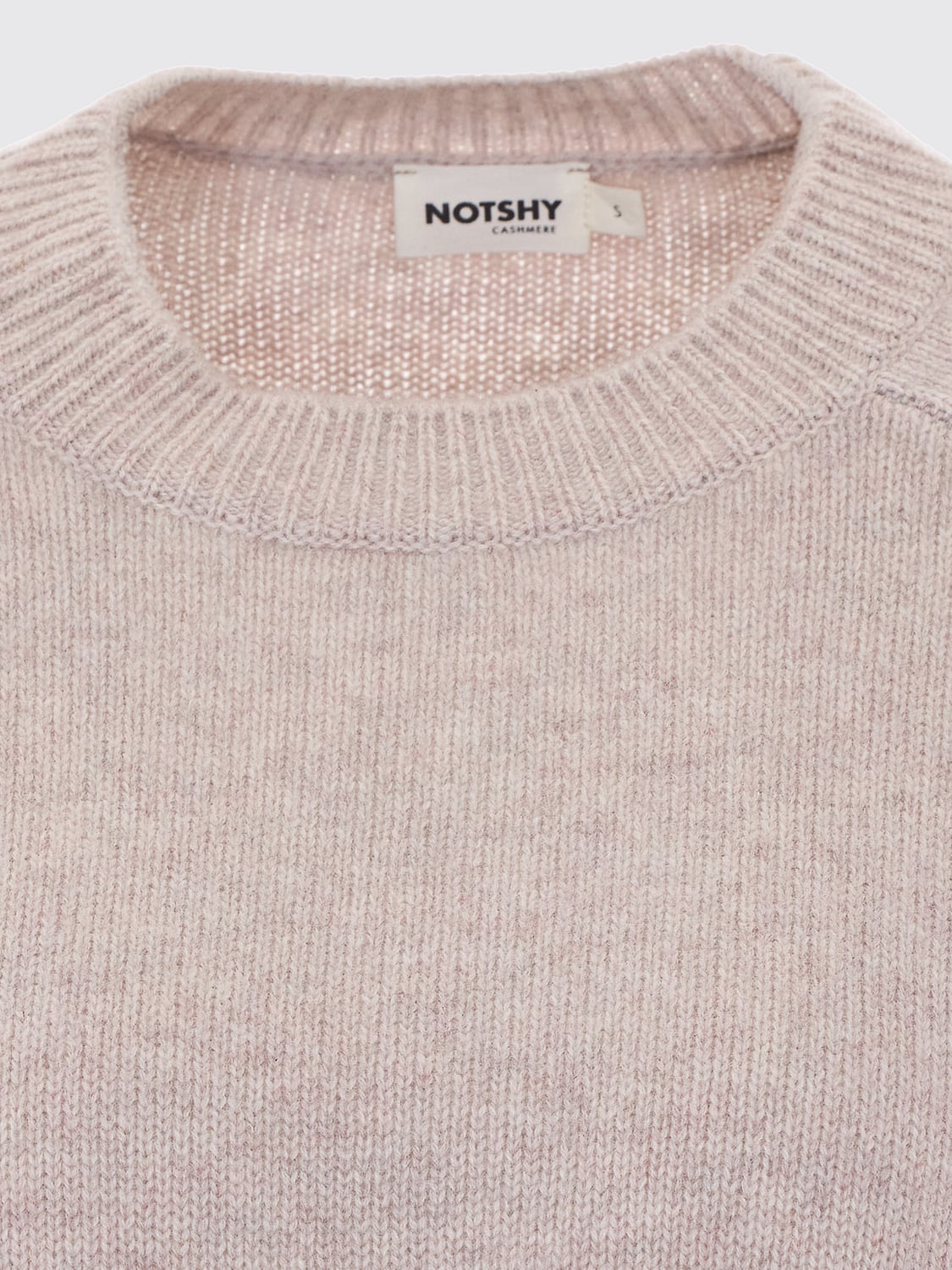 NOT SHY PULL: Pull à col rond Not Shy en pur cachemire à manches longues et bords côtelés, Beige - Img 4