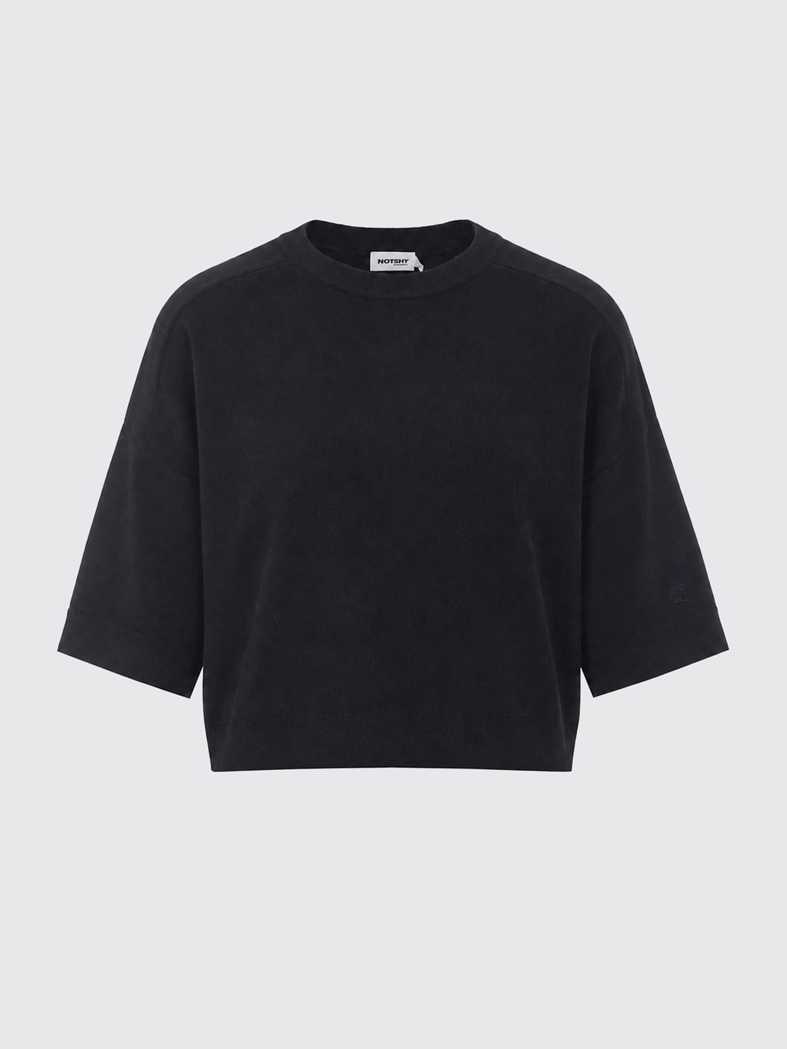 NOT SHY PULLOVER: Kurzärmliger Rundhalspullover NOT SHY aus reinem Kaschmir, Schwarz - Img 2