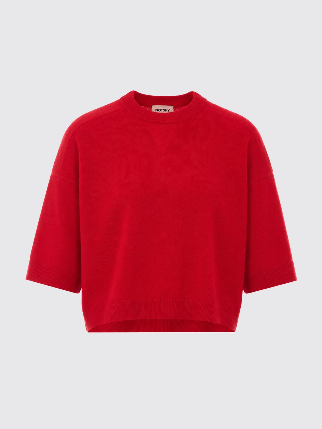 NOT SHY PULL: Pull à col rond et manches courtes NOT SHY en pur cachemire, Rouge - Img 2