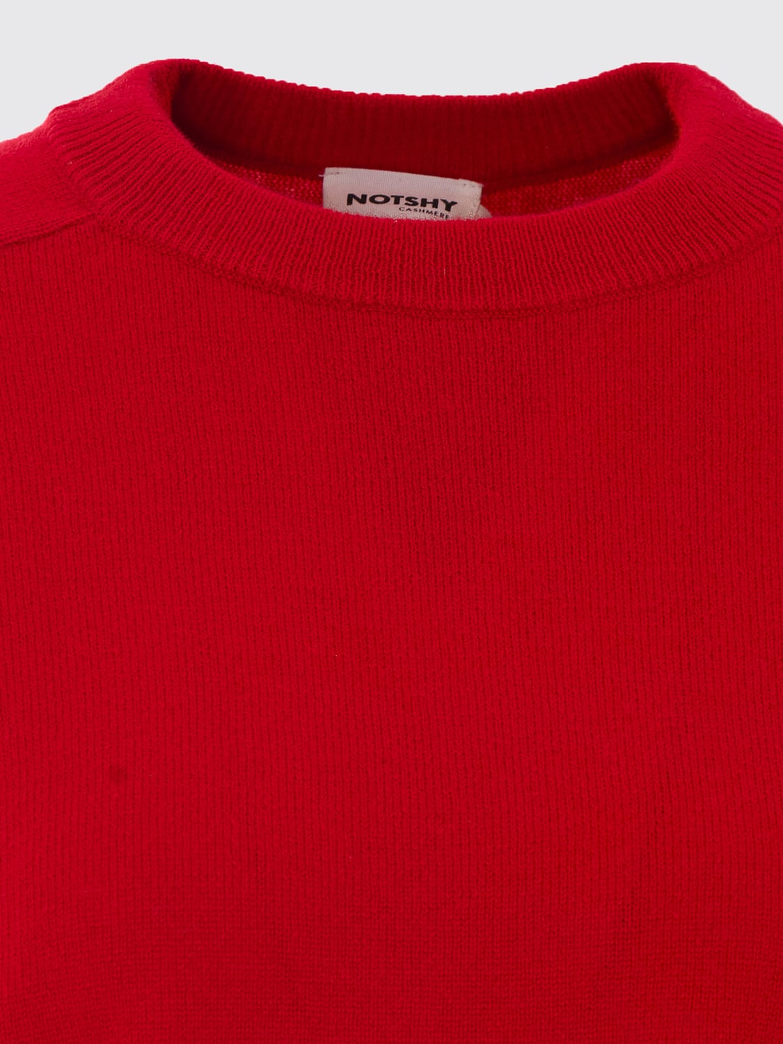 NOT SHY PULL: Pull à col rond et manches courtes NOT SHY en pur cachemire, Rouge - Img 4
