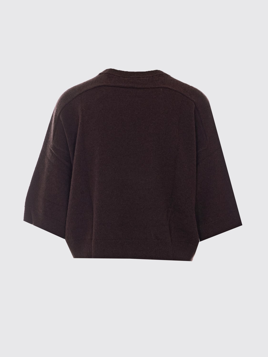 NOT SHY JERSEY: Jersey de cuello redondo NOT SHY de manga corta en pura cachemira, Marrón - Img 3