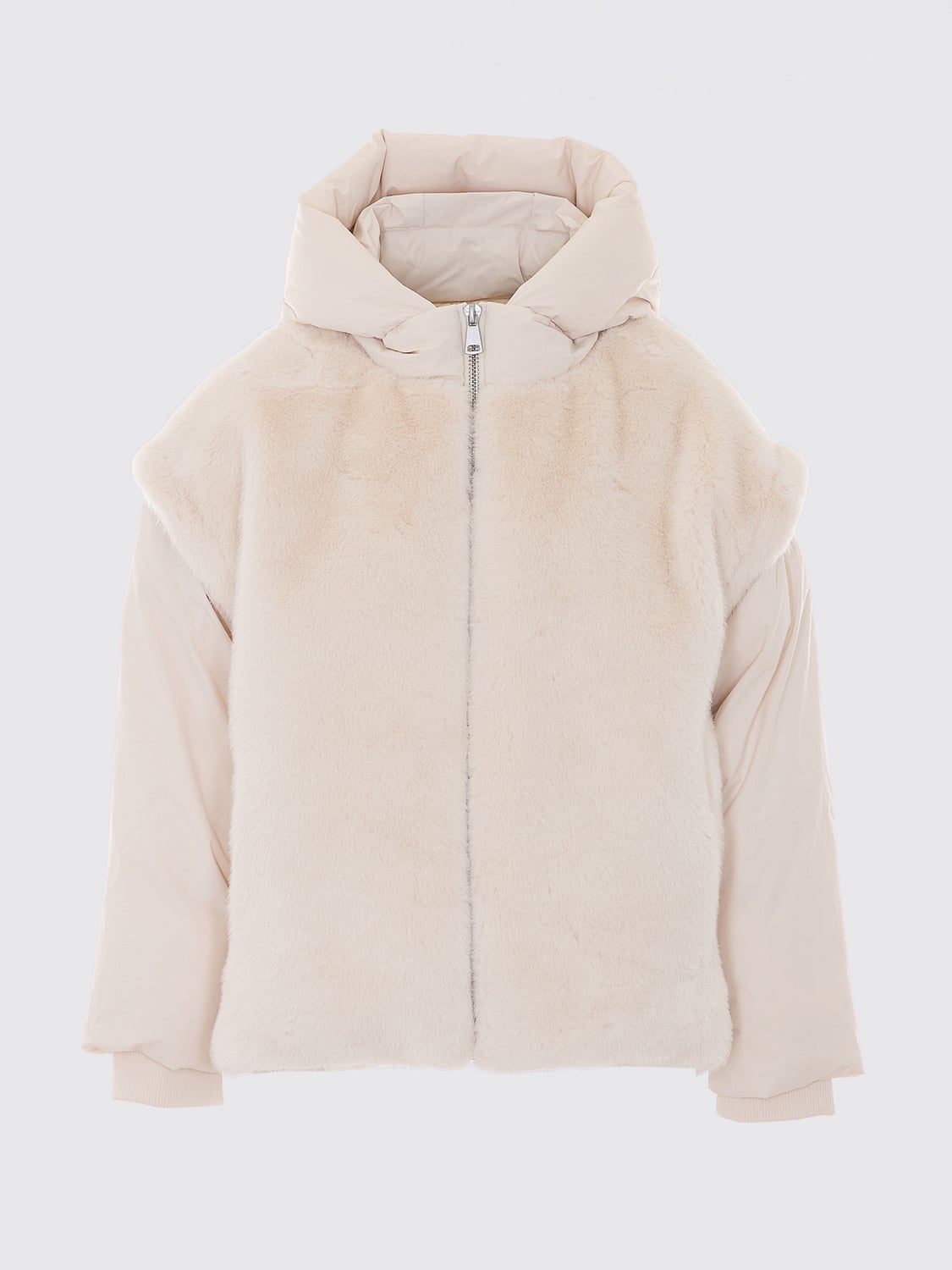 ESSENTIEL ANTWERP ШУБА: Короткая куртка Essentiel Antwerp из искусственного меха с капюшоном, Бежевый - Img 2