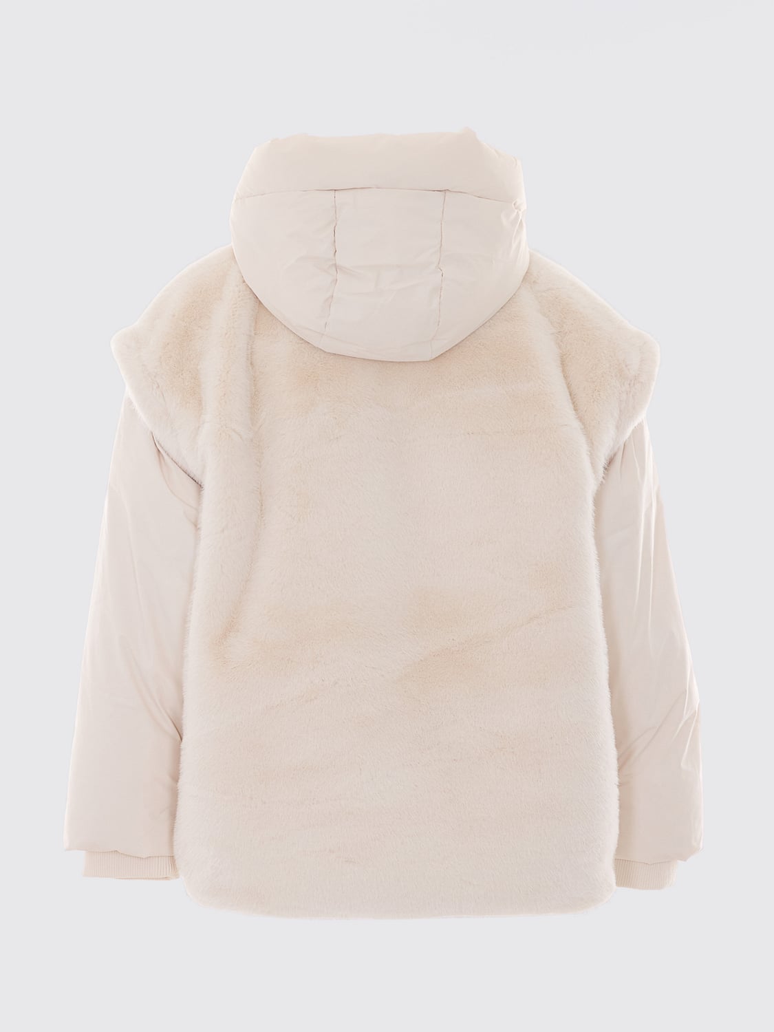 ESSENTIEL ANTWERP ШУБА: Короткая куртка Essentiel Antwerp из искусственного меха с капюшоном, Бежевый - Img 3
