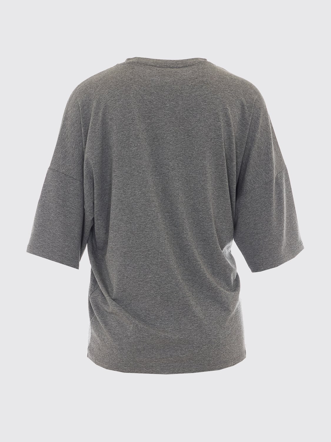 ESSENTIEL ANTWERP T-SHIRT: Drapiertes Viskose-T-Shirt Essentiel Antwerp mit überschnittenen Schultern, Grau - Img 3