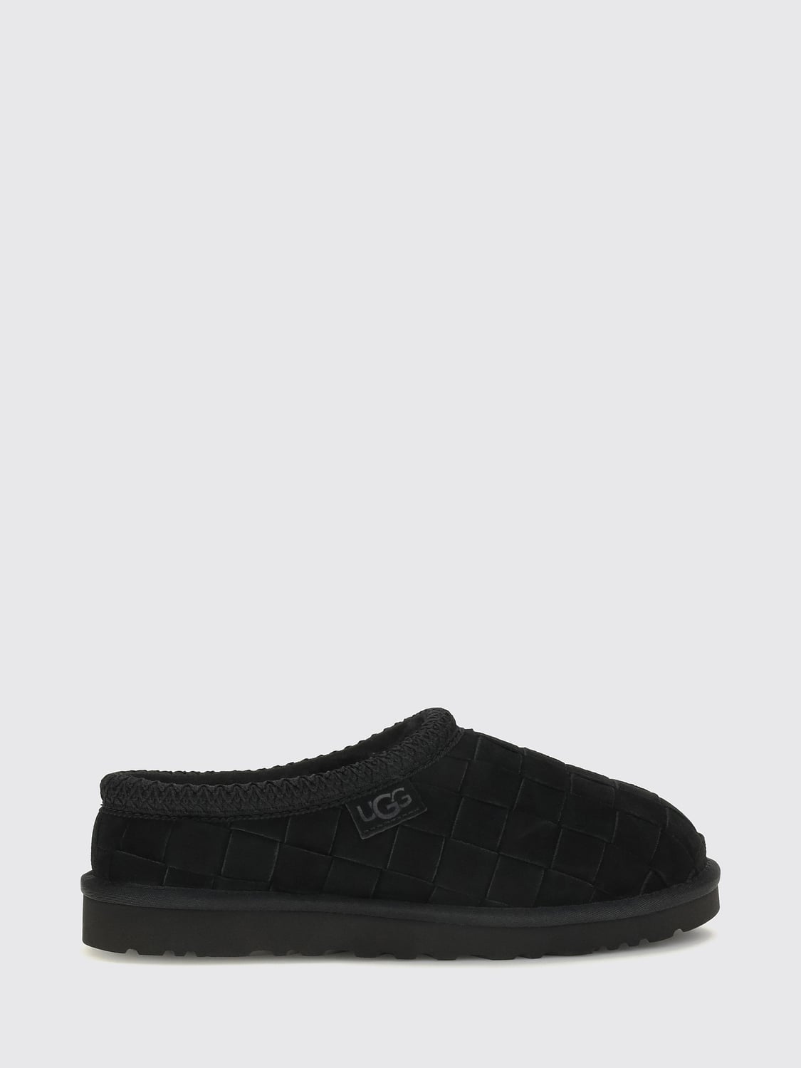 UGG SHOES: Tasman Woven Suede Mules UGG with Fur Lining, Black - Img 1